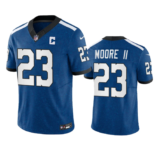 Men's Indianapolis Colts #23 Kenny Moore II Royal 2023 F.U.S.E. Indiana Nights Limited Stitched Football Jersey